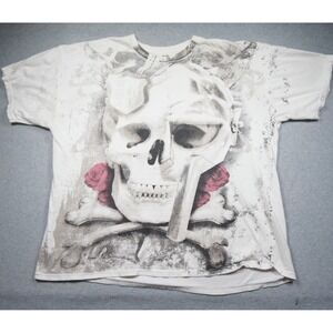 MMA Elite Shirt Mens 2XL XXL White Skull Graphic Tee Crossbones Grunge Casual